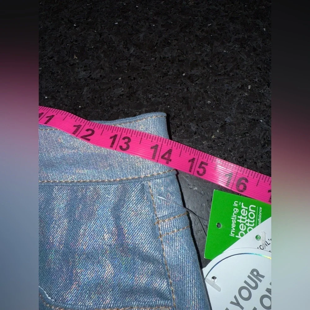 NEW Tinseltown Iridescent Denim Mini Skirt SHINE ON Sz M